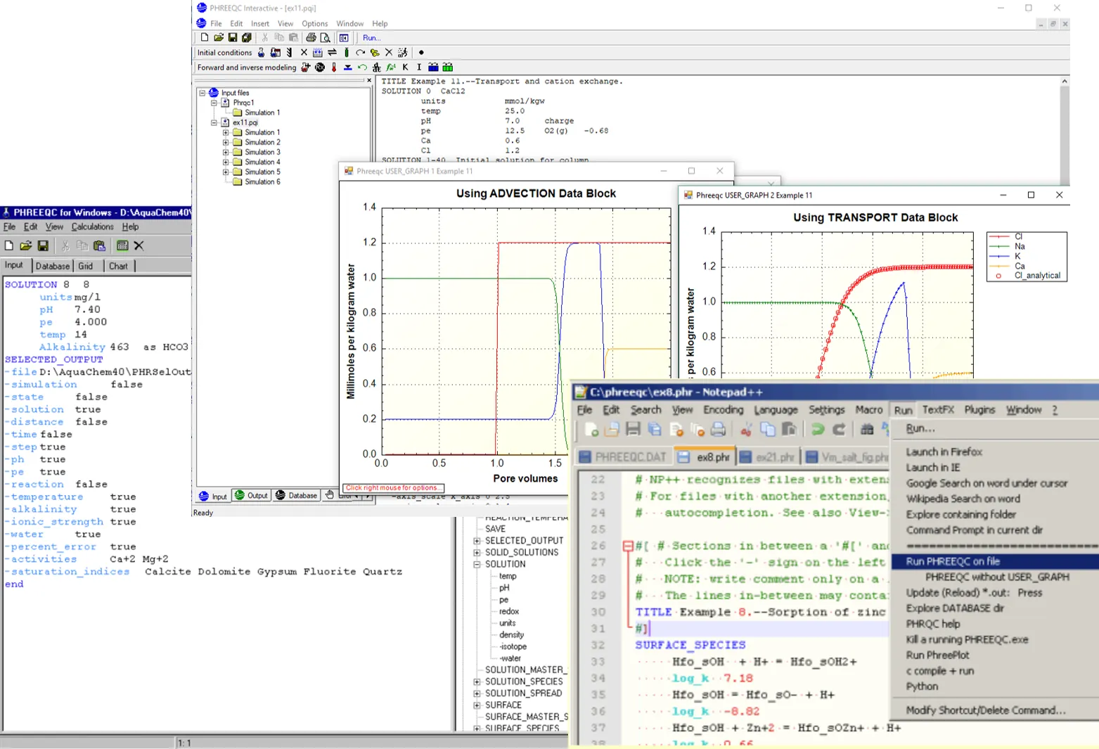 Earlier PHREEQC graphical interfaces