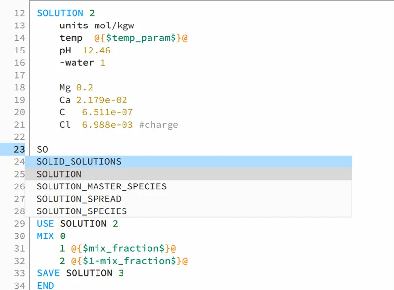 gibbsstudio autocomplete phreeqc